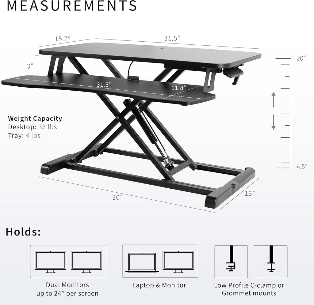 PonterOffice Dual-Monitor Standing Desk Converter