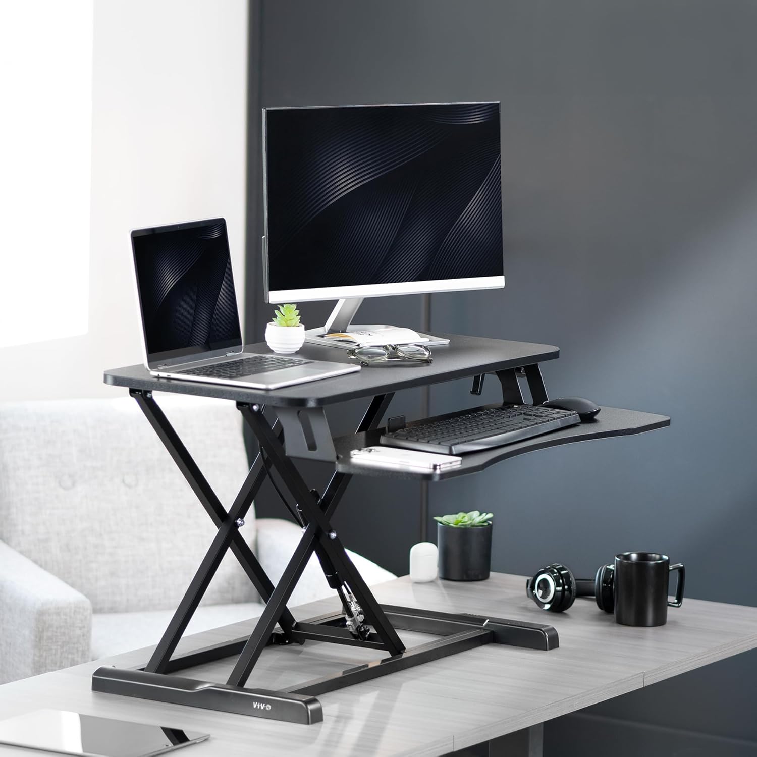 PonterOffice Dual-Monitor Standing Desk Converter