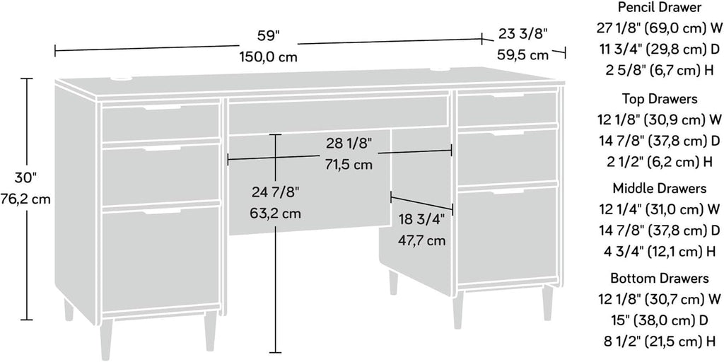 PonterOffice Executive Wood Desk